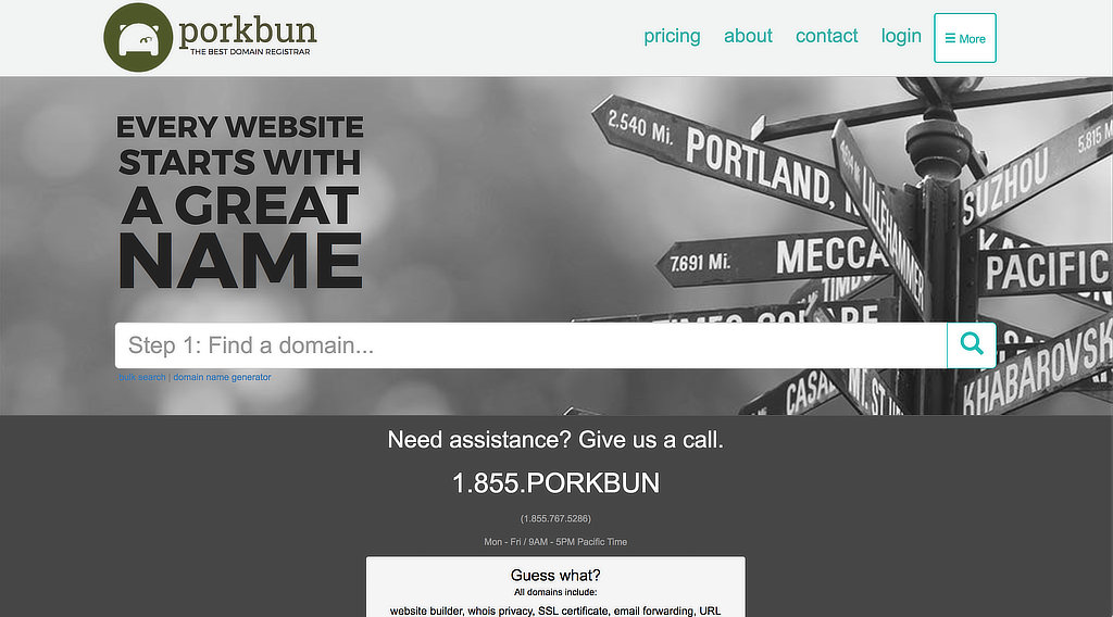 ドメイン登録するとwebサイトビルダーとSSL証明書が使えるレジストラ: Porkbun